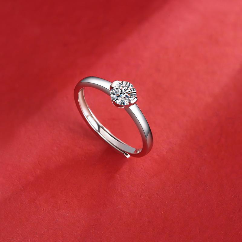 Bague Ringen S925 Простое школьное кольцо с муассанитом 0,5 карата можно открыть, чтобы скорректировать тренд модных аксессуаров