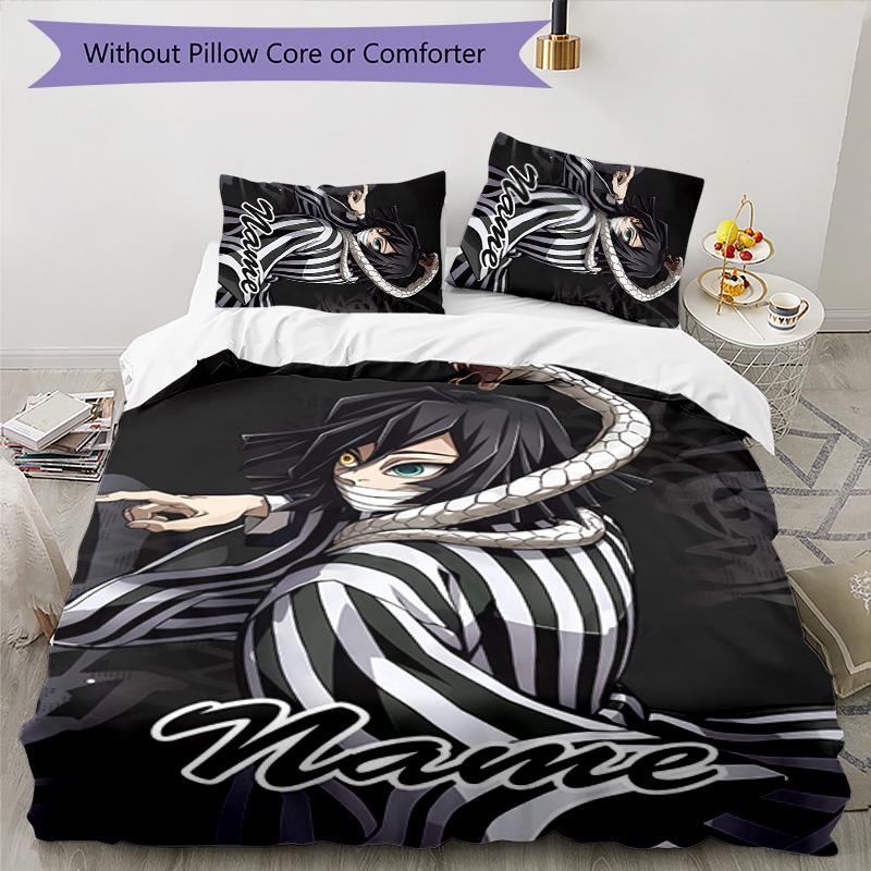 3pcs Demon Slayer5 Cover Set - Personalized Name, HD Printed Bedding with 1 Cover and 2 Pillowcases - Perfect for Home Decor, Easy Care