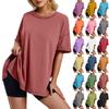 Женская повседневная модная свободная футболка с круглым вырезом и коротким рукавом
