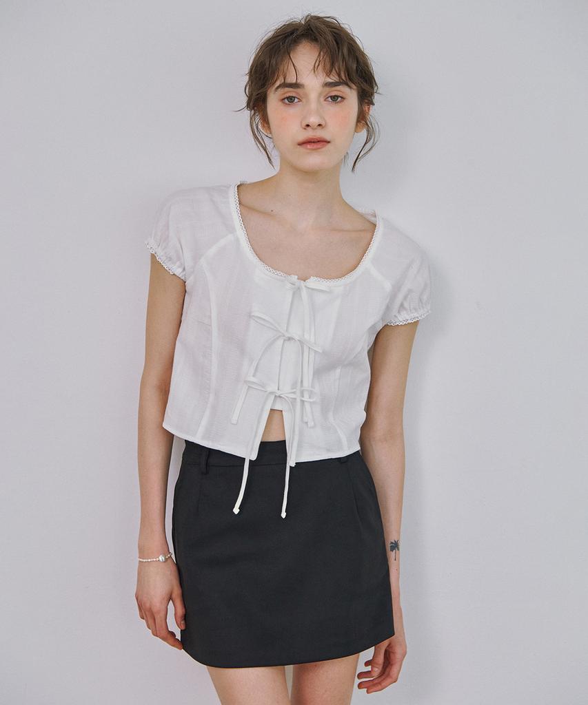 MARROT Lace Puff Blouse_White
