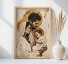 The Holy Family Poster: Love, Faith, Faithfulness Poster Holy Family: Love, Faith, Fidelity, 40X50 Cm, Gold Aluminum Frame, 230 Gsm Matte Paper