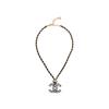 Модный тренд Double C Буквы Double C Ожерелье со стразами Женское ожерелье Золотое ABA117-B10002-NM108