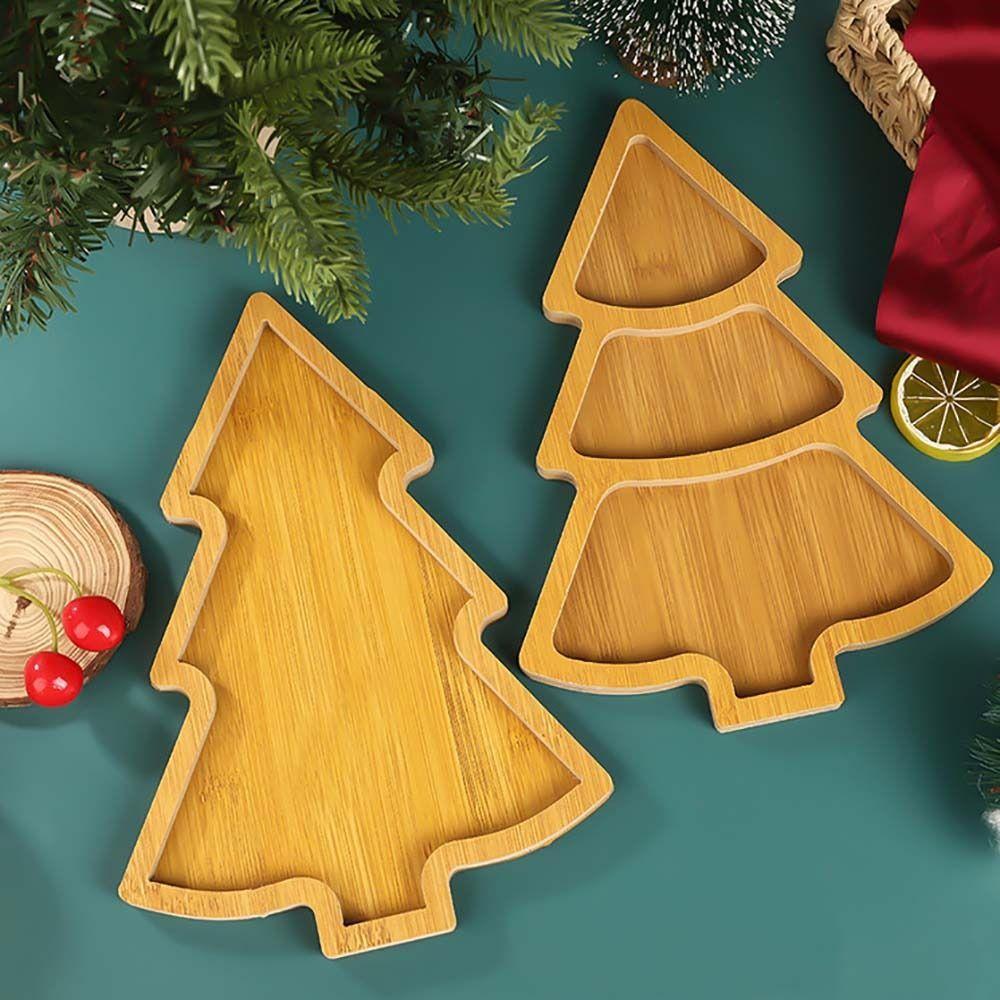 New Wooden Christmas Decoration Tray Tree Hat Shape Multi grid Dessert Board Washable Tree Appetizer Platter Household
