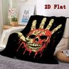 Skull with Bloody Hand 2D Flat Pattern Flannel Blanket High quality All Seasons Warmth and Comfort Perfect for Christmas Gifts.MMT0918387