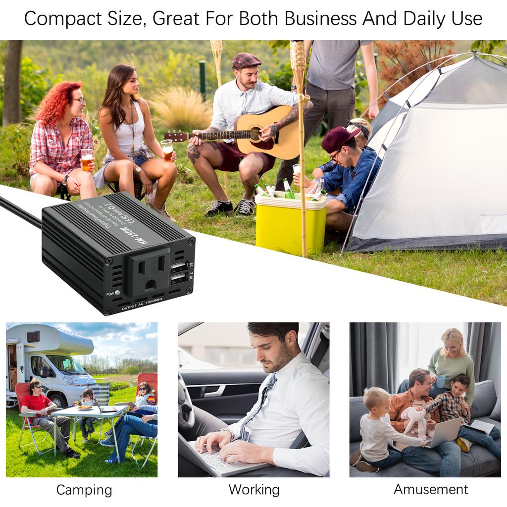 150W Car Inverter DC 12V to AC 110V US Version Auto Power Inverter USB 1A 2.1A Fast Charging Charger For Car Power Adapter