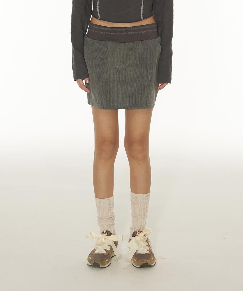 Dear Stalker Witty Stitch Mini Skirt - Charcoal