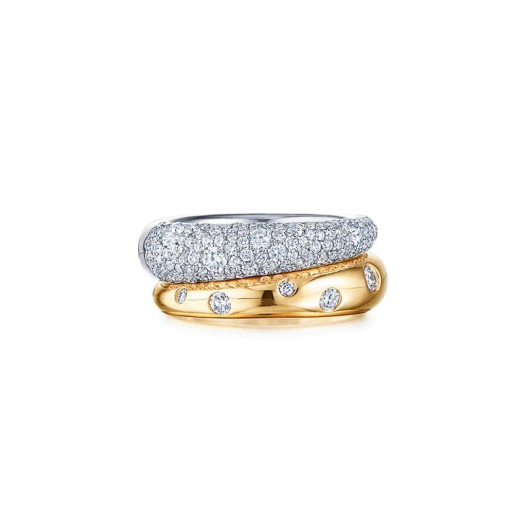 2026 New Double-Layer Zircon Ring For Women Engagement or Daily Wear Stainless Steel Color Mixing Stacking Fashion Jewelry
