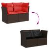 2 Seater Garden Sofa with Cushions Brown Poly Rattan