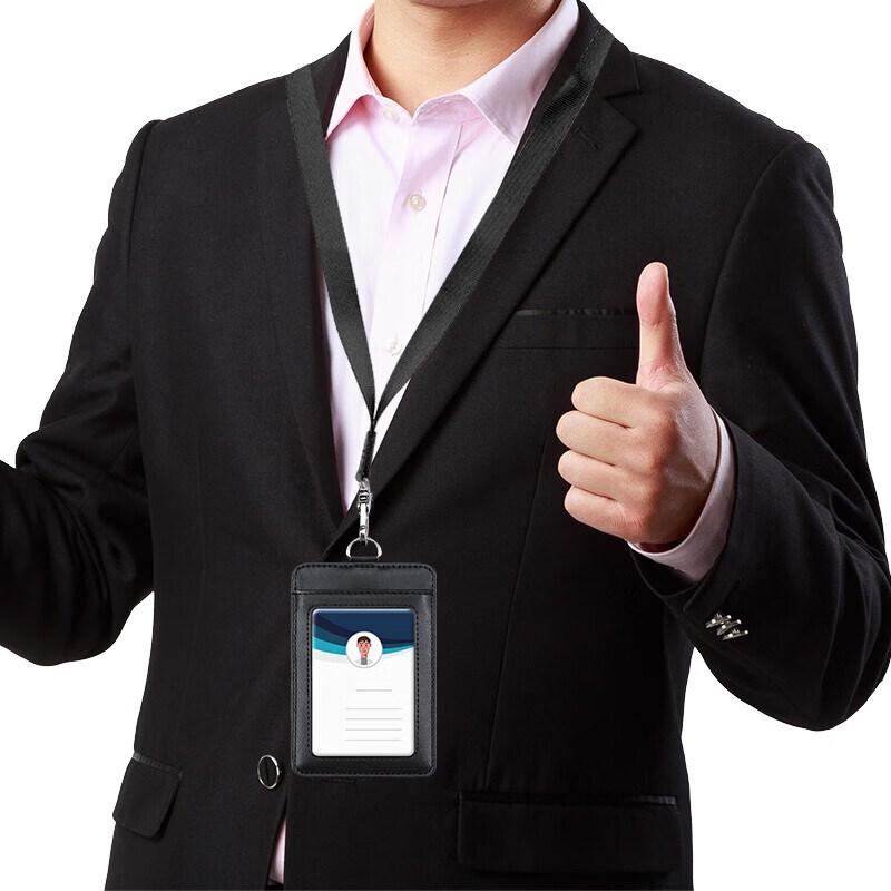 Формальный бизнес-держатель для удостоверения личности с 2 слотами и шнурком, горизонтальный и вертикальный стили, подходит для офиса и профессионалов, держатели для карт