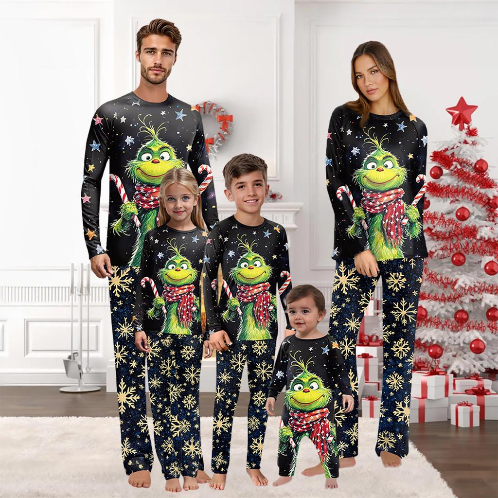 Christmas Print Family Outfit Long Sleeve Top + Pants Set Family Outfit