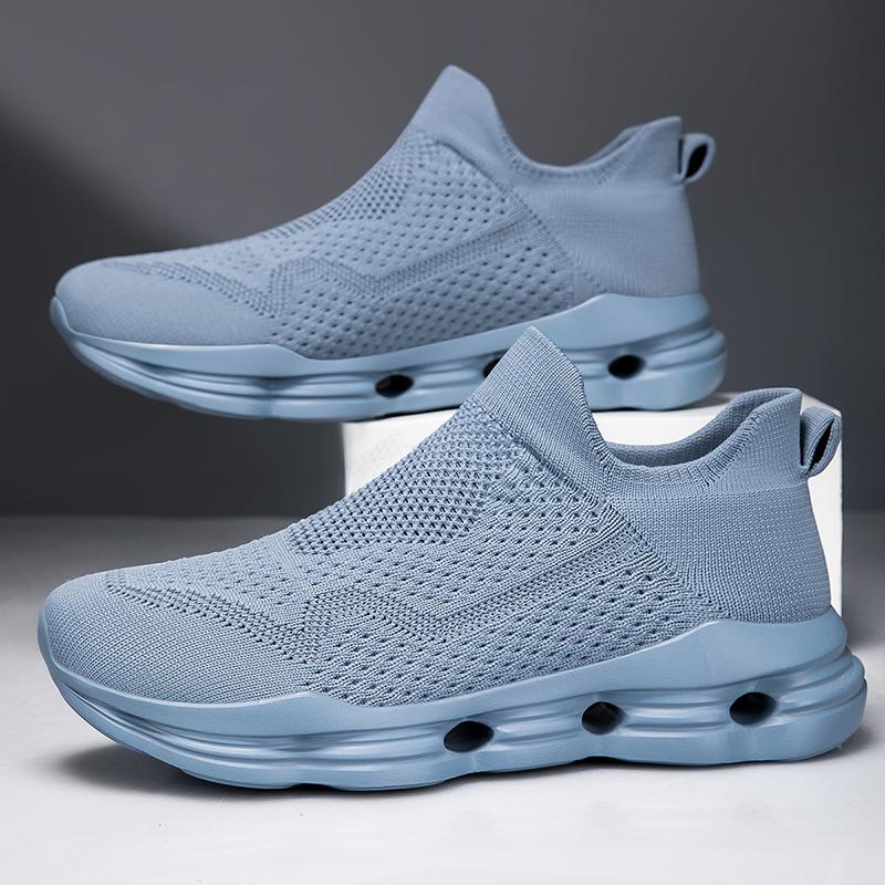 Women's Blue Black Khaki Sport Shoes Men Casual Lightweight Slip on Walking Socks Shoes Couple Jogging Sneakers