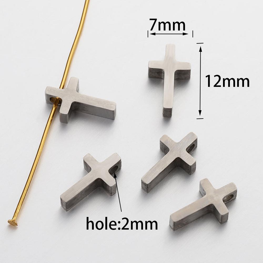 5-10pcs Stainless Steel Beads Cross Gold Color Spacer Beads for DIY Jewelry Making Components Accessories Bracelet Necklace
