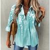 New Fashion Floral Print Plus Size Long Sleeve Womens Blouse