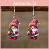 Тематические рождественские акриловые серьги для женщин с узором Санта-Клауса, держащего елку