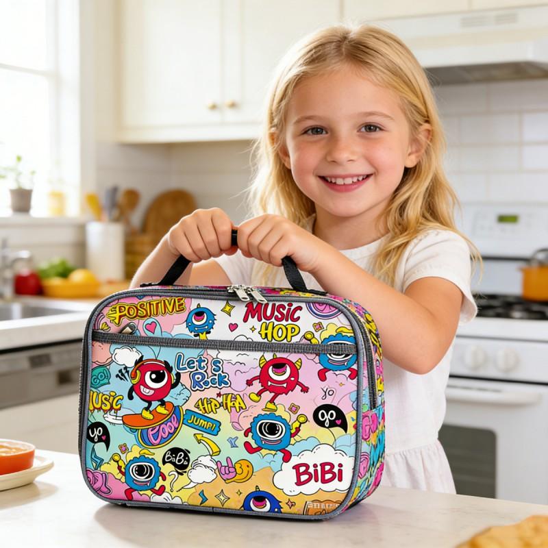 Kids Insulated Lunch Bag With Rocket Game Controller Print Portable Cooler School Picnic Outdoor Use