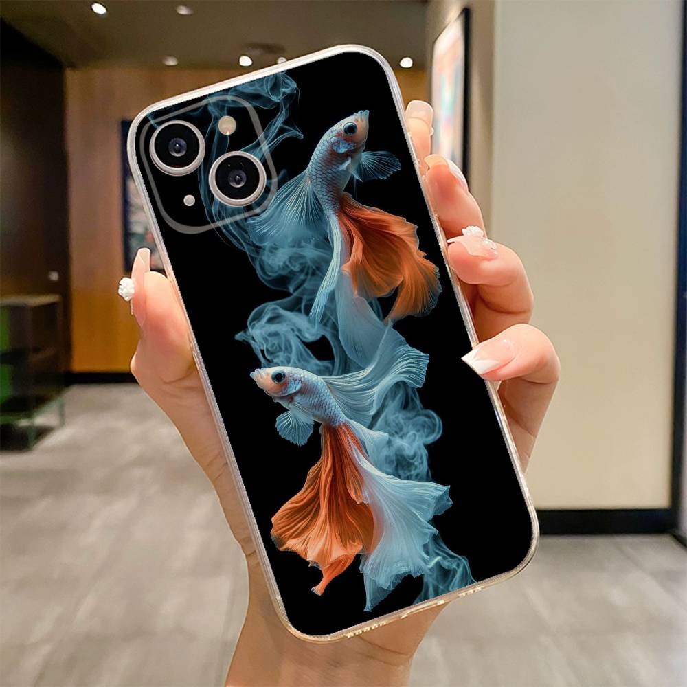 Чехол с рыбами Чехол для телефона Для iPhone 17 16e 16 15 14 13 12 11mini Pro Max X XR XSMAX 8 7 Air Plus Мягкая крышка