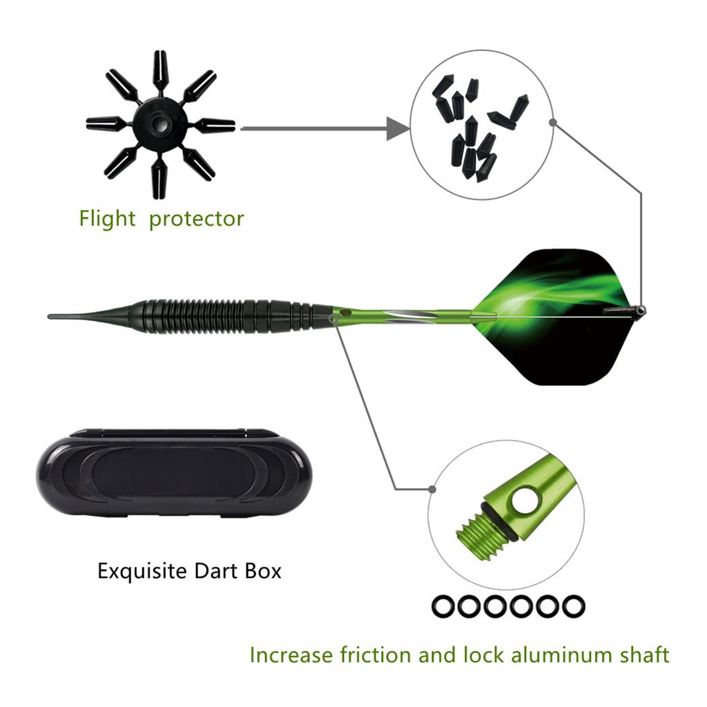 1 комплект профессиональных дротиков с мягким наконечником, сменный электронный дротик с чехлом для переноски, прочные аксессуары для дартса