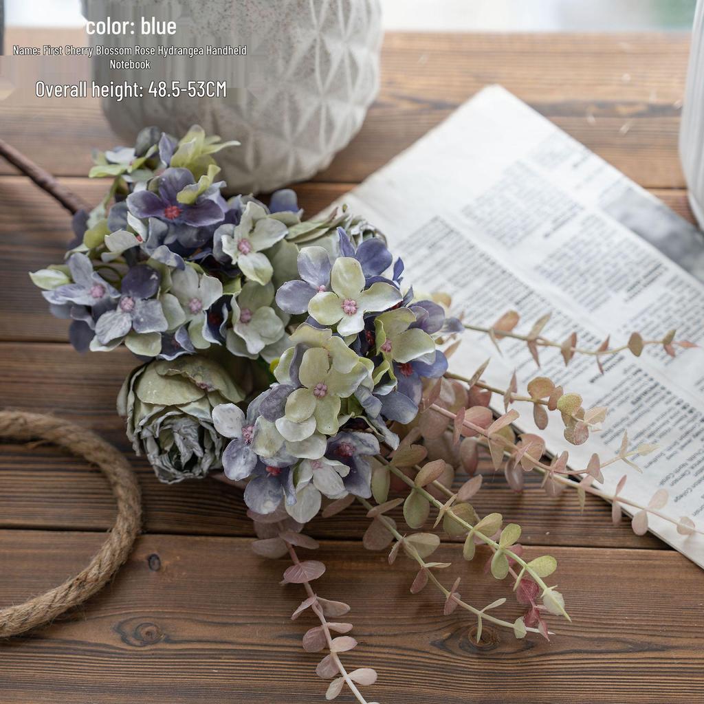 Cherry Rose Hydrangea Handheld Album: Artificial Floral Arrangement for Weddings and Decorations