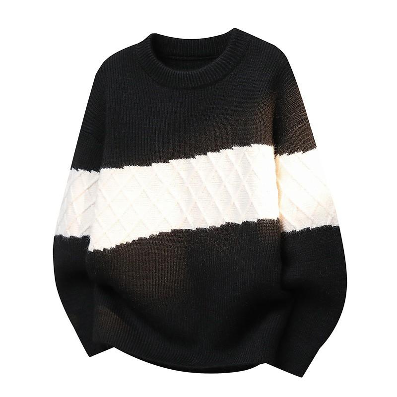 Unisex Chunky Knit Sweater Round Neck Long Sleeve Casual Pullover Teens Adults