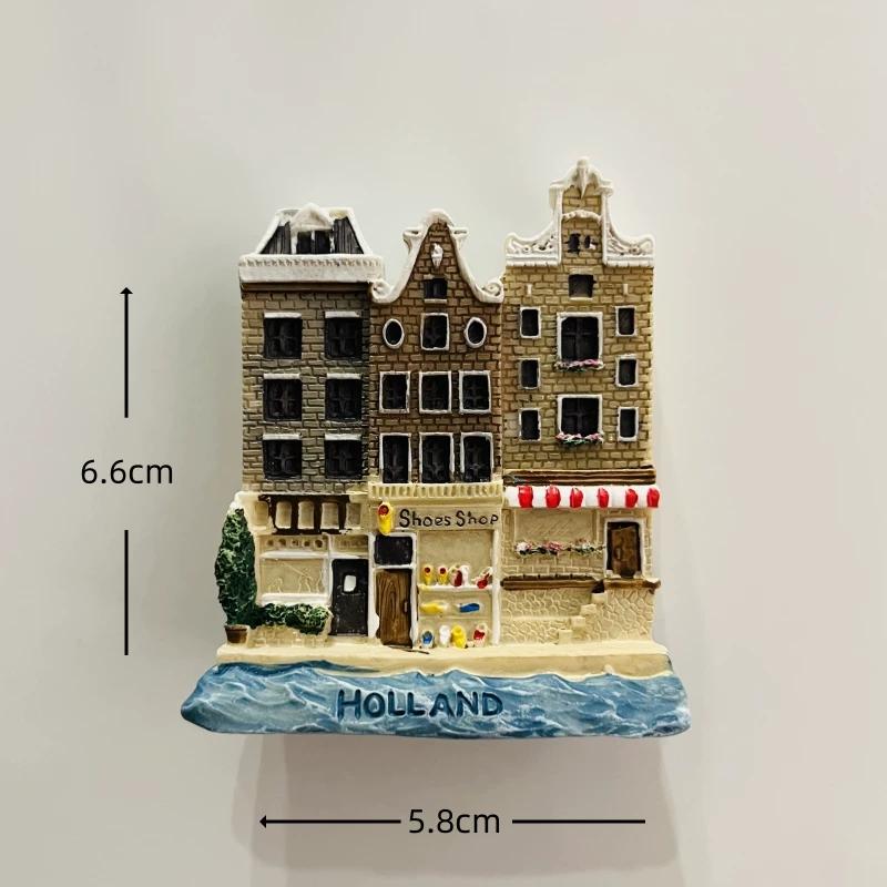 Netherlands Amsterdam Bicycle Windmill Tulip Resin Fridge Magnet Stickers Travel Souvenir Gift Landscape Home Kitchen Decor
