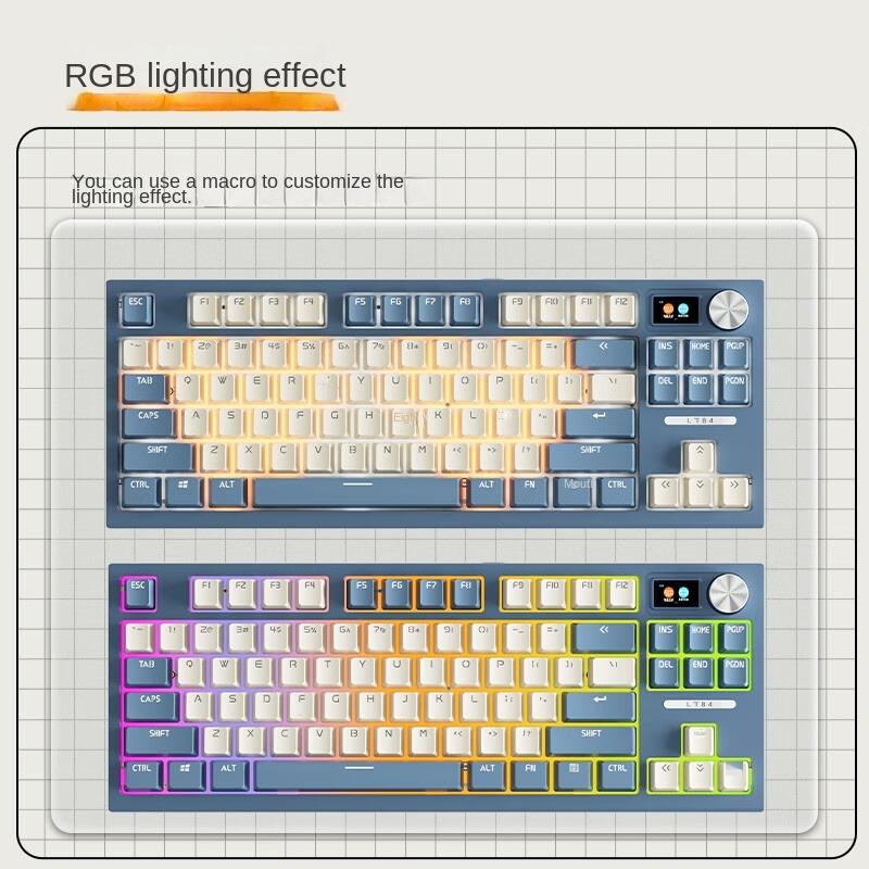 LT84 Oriental White Третий макет экзамена RGB с возможностью горячей замены игровая механическая клавиатура Беспроводная Bluetooth игровая офисная клавиатура