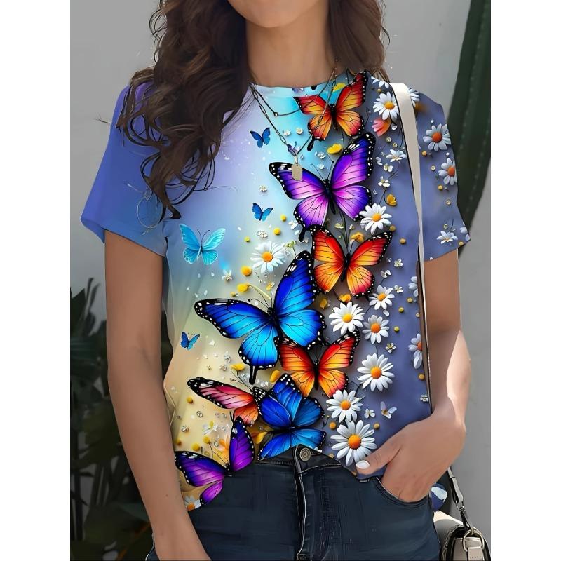 Женские футболки Летние повседневные топы с коротким рукавом Футболка с круглым вырезом Мода Уличная одежда Женская одежда оверсайз Футболки с мультяшным котом