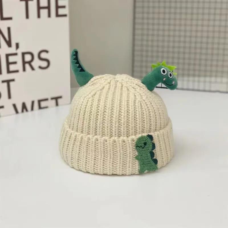 Adorable Dinosaur Knit Wool Hat for Kids - Warm Autumn/Winter Pullover