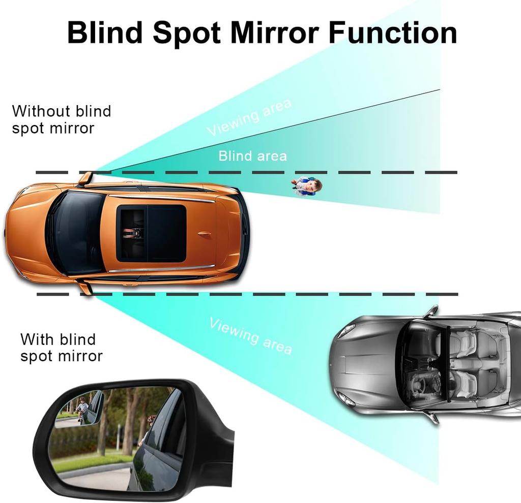 2pcs  Car Mirror Wide Angle Blind Spot Mirrors - 360° Adjustable, HD Frameless,Enhance Rearview Visibility and Reduce Blind Spots for Safe Driving
