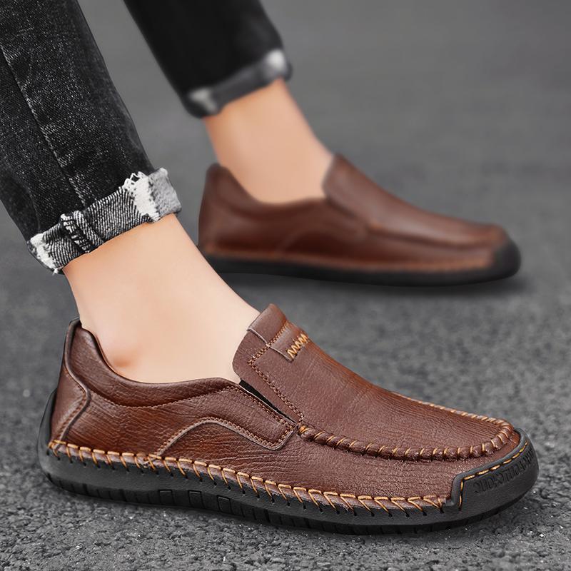 Модные мужские лоферы из натуральной кожи, нескользящие, для ходьбы, дышащие, уличные, слипоны, повседневная обувь для мужчин, для работы, офиса, вождения, кроссовки