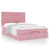 Ottoman Bed with Mattress Pink 140x190 cm Velvet