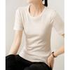 Mid-sleeved T-shirt for Women's Summer New Round Neck Slim and Versatile Short-sleeved Top Base Shirt