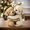 Hugging Dogs Figurine Handmade Resin Dogs Statue Tabletop Mini Animal Sculpture for Home Desk Bookshelf Decoration