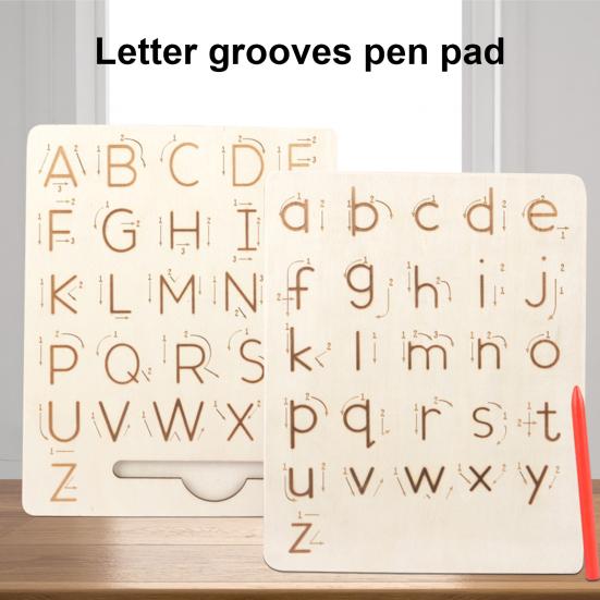 Деревянная доска для практики письма с буквами, двухсторонняя доска для прописи алфавита, обучающая доска для малышей дошкольного возраста, азбука