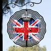 Metal Art Windmill Outdoor Decor British Flag Crown Pattern Wind Spinner 3D Dynamic Garden Art High Quality Sublimated Windmill for Home Yard