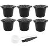 Reusable Coffee Capsules - Nespresso - 6pcs - Black - Plastic - With Spoon and Brush