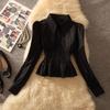 Новый Шикарный Дизайн Нишевая Маленькая Рубашка с Утяжкой на Талии Французский Стильный Топ с Длинными Рукавами