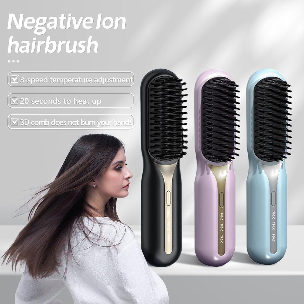 Rechargeable Straight Hair Comb, Negative Ion Hair Care, Smooth Hair Care, Portable Wireless Straight Hair Comb