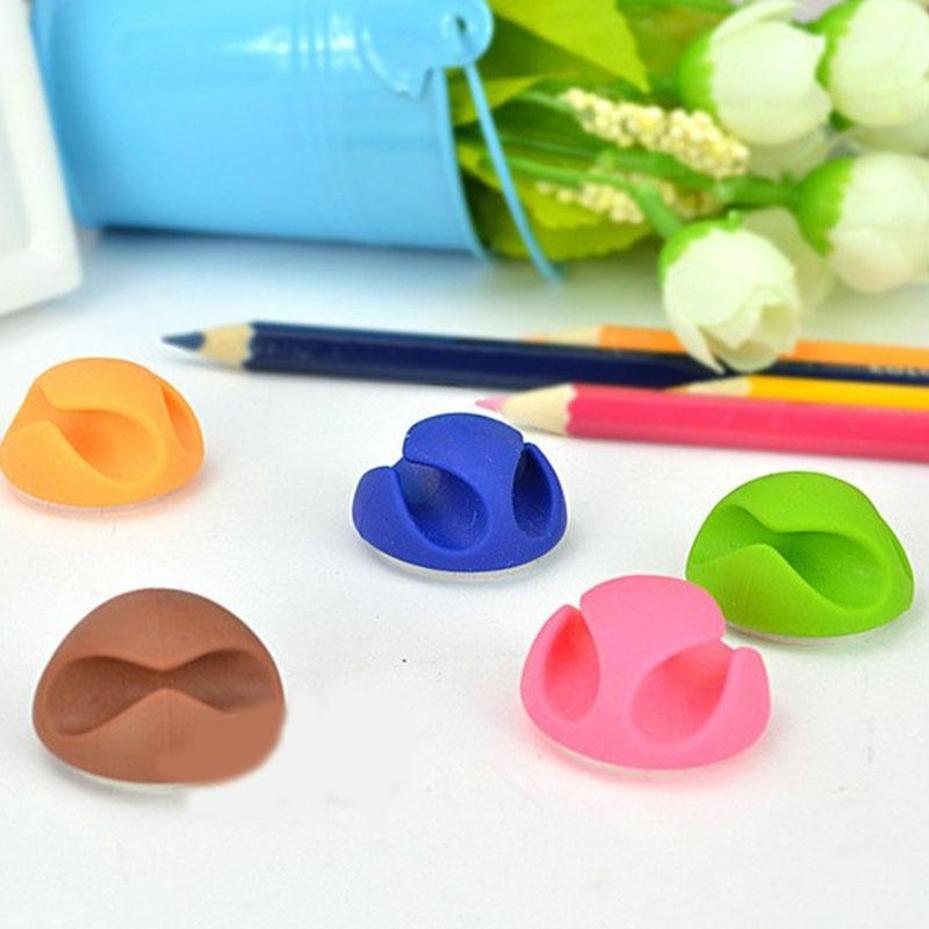10 Pcs Cable Drop Clips Desk Tidy Organizer Wire Cord Lead USB Charger Holder Tools Random Color