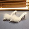Fur Slippers Woman High Thin Heels Woman Shoes Sexy Pointed Top Outdoor Slides Fashion Summer House Slippers Flip Flops Sandals