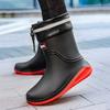 Fashion Short Tube Rain Shoes Men's Rubber Boots Waterproof Platform Booties Outdoor Non-slip Rain Boots Men Kitchen Working Rain Boots