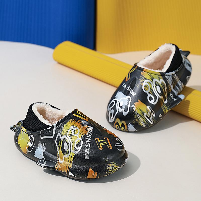 Зимние детские тапочки большого размера на толстой подошве, теплые, хлопковые, для дома, для улицы и дома, хлопковые тапочки 24-35