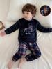 Boys Fleece Pajama Set,Soft Warm Dinosaur Print Long Sleeve Sleepwear,Cute Plaid Winter Pjs For Little Boys 4-7Y Kids Home Loungewear
