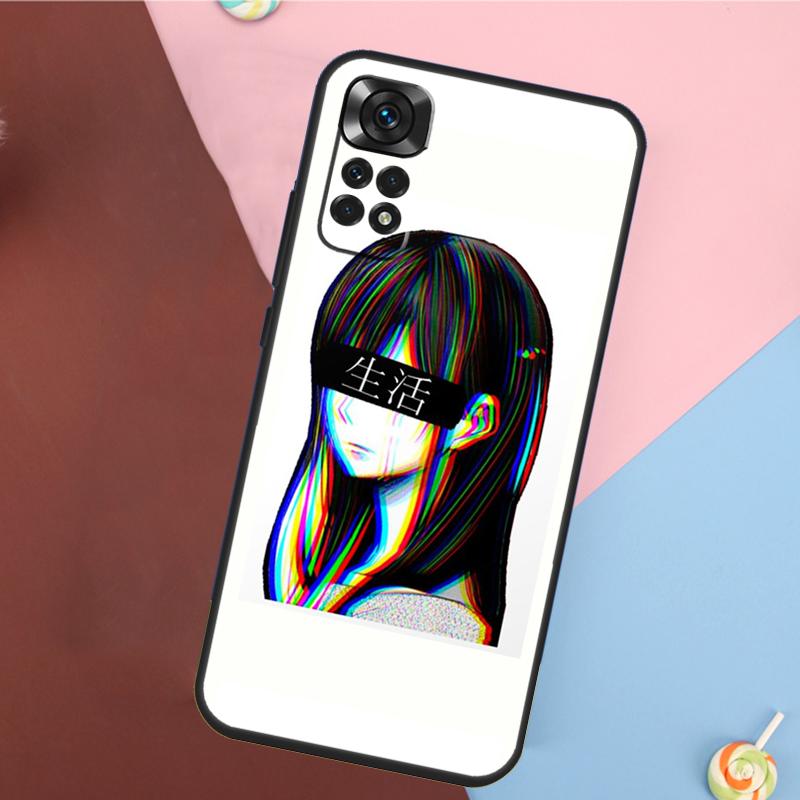 Грустная японская эстетичная арт-обложка для Xiaomi Redmi Note 14 13 12 9 10 11 Pro 9S 10S 11S 12S Redmi 14C 10C 12C 13C Чехол