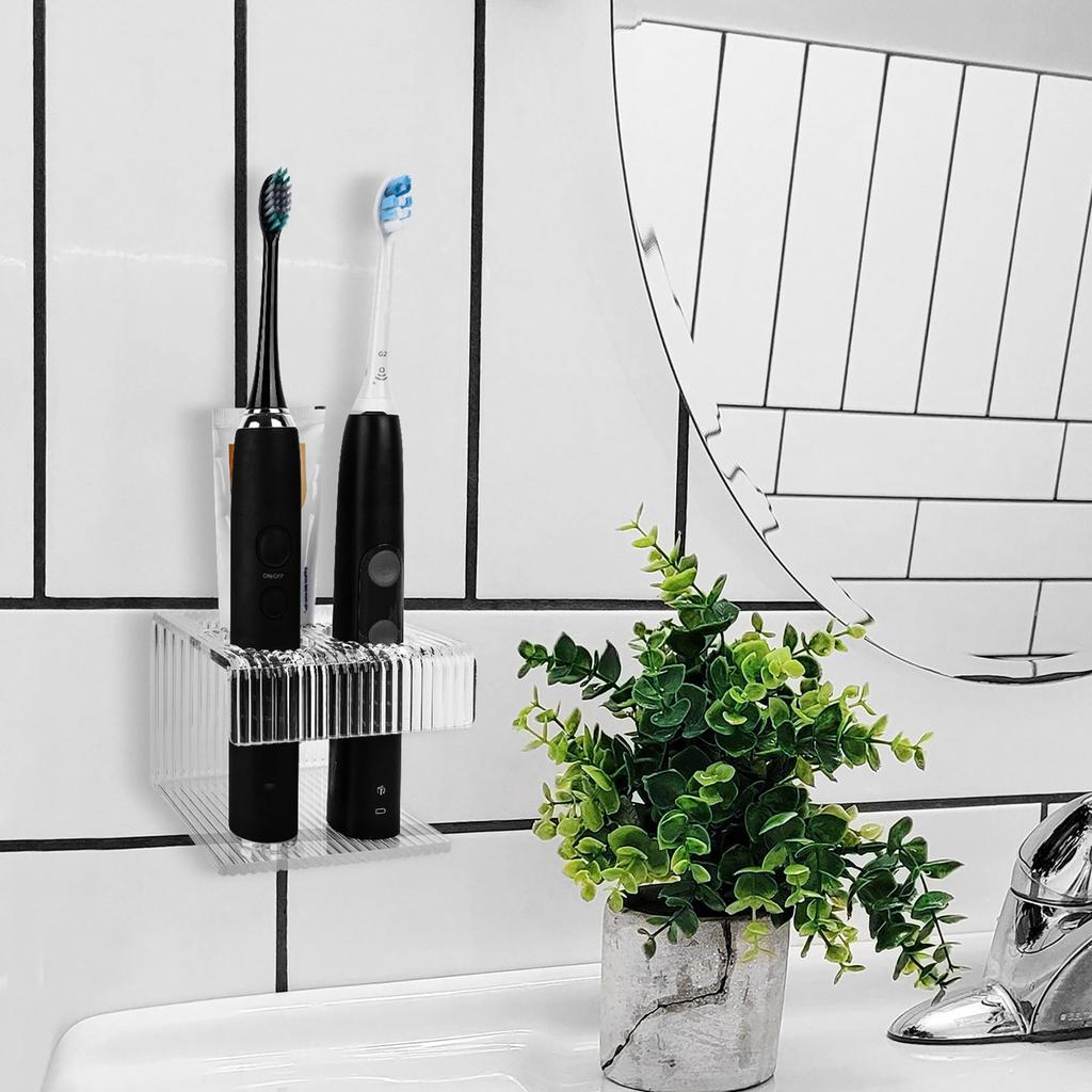 Linkidea Electric Toothbrush Holder for Bathroom and Acrylic Adhesive Organizer Compatible with iO Philips and Aquasonic Wall-Mounted Shower, Oral-B
