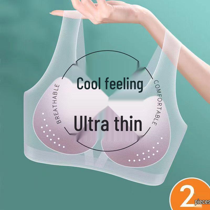 Women's Seamless Ice Silk Sleep Bra: Super Thin, Breathable, Plus Size, No Wire, Beautiful Back, Summer Comfort