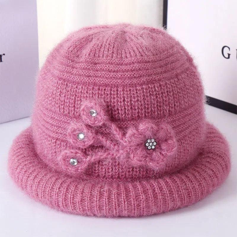 Зимняя шапка женская шерстяная шапка с кроликом плюшевая толстая вязаная шапка теплая хлопковая шапка