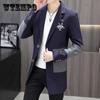 Весенний деловой костюм с v-образным вырезом, мужской повседневный облегающий ветровка с цветными пуговицами, пальто, трендовая парка