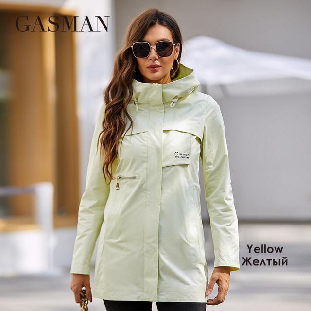 Gasman Женское пальто, весна 2022, модные короткие повседневные ветровки, качественные женские куртки, тонкие ветрозащитные тренчи, верхняя одежда 8211