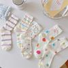 Ladies Spring and Summer Thin Striped Star Color Polka Dot Lovely Breathable Mesh Hollow Tube Stack Socks