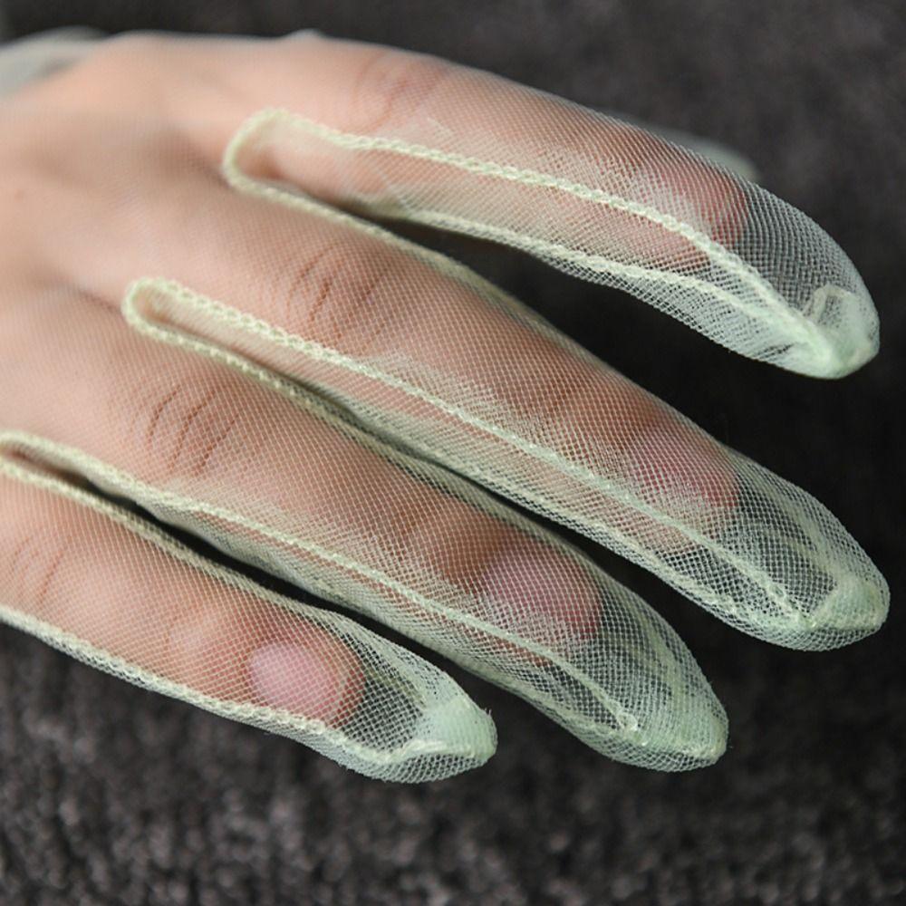 Короткие марлевые кружевные перчатки, прозрачные свадебные сетчатые перчатки, эластичные женские перчатки из тюля для женщин
